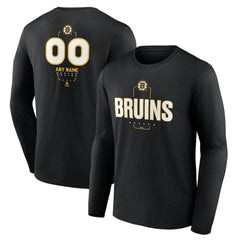 Boston Bruins Personalized Name & Number Midfielder Long Sleeve T-Shirt - Black | US 202441335