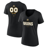 Boston Bruins Women's Personalized Name & Number Midfielder V-Neck T-Shirt - Black | US 202441339