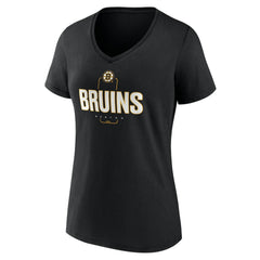 Boston Bruins Women's Personalized Name & Number Midfielder V-Neck T-Shirt - Black | US 202441339