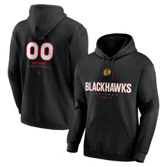 Chicago Blackhawks Personalized Name & Number Midfielder Pullover Hoodie - Black | US 202441346