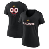 Chicago Blackhawks Women's Personalized Name & Number Midfielder V-Neck T-Shirt - Black | US 202441349