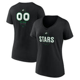 Dallas Stars Women's Personalized Name & Number Midfielder V-Neck T-Shirt - Black | US 202441354