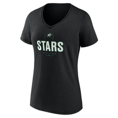Dallas Stars Women's Personalized Name & Number Midfielder V-Neck T-Shirt - Black | US 202441354