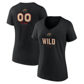 Minnesota Wild Women's Personalized Name & Number Midfielder V-Neck T-Shirt - Black | US 202441359