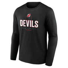 New Jersey Devils Personalized Name & Number Midfielder Long Sleeve T-Shirt - Black | US 202441360