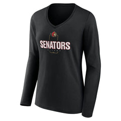 Ottawa Senators Women's Personalized Name & Number Midfielder Long Sleeve V-Neck T-Shirt - Black | US 202441368