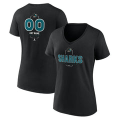San Jose Sharks Women's Personalized Name & Number Midfielder V-Neck T-Shirt - Black | US 202441384