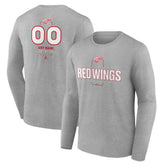 Detroit Red Wings Personalized Name & Number Midfielder Long Sleeve T-Shirt - Gray | US 202447068