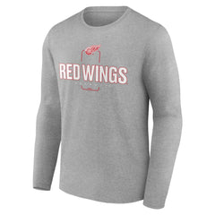 Detroit Red Wings Personalized Name & Number Midfielder Long Sleeve T-Shirt - Gray | US 202447068