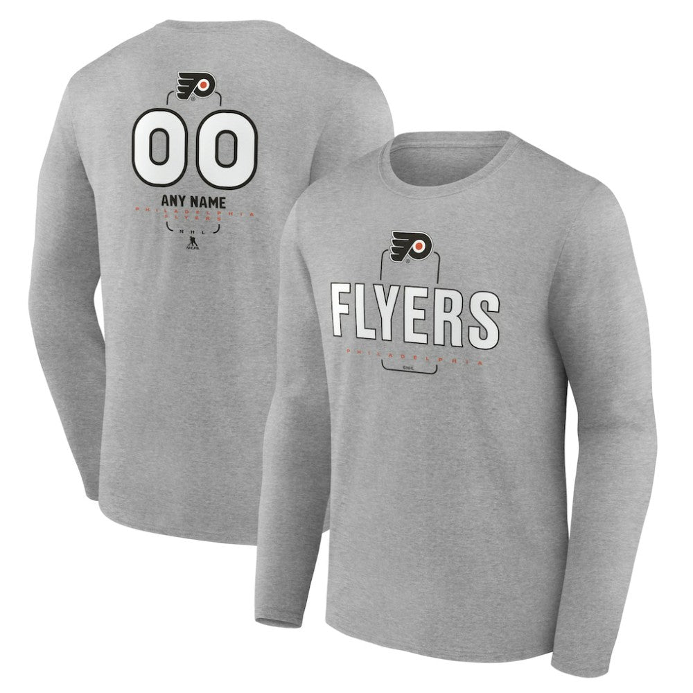 Philadelphia Flyers Personalized Name & Number Midfielder Long Sleeve T-Shirt - Gray | US 202447073