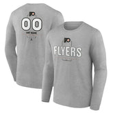 Philadelphia Flyers Personalized Name & Number Midfielder Long Sleeve T-Shirt - Gray | US 202447073