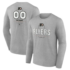 Philadelphia Flyers Personalized Name & Number Midfielder Long Sleeve T-Shirt - Gray | US 202447073