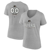 Philadelphia Flyers Women's Personalized Name & Number Midfielder V-Neck T-Shirt - Gray | US 202447077