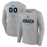 Seattle Kraken Personalized Name & Number Midfielder Long Sleeve T-Shirt - Gray | US 202447078