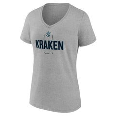 Seattle Kraken Women's Personalized Name & Number Midfielder V-Neck T-Shirt - Gray | US 202447082