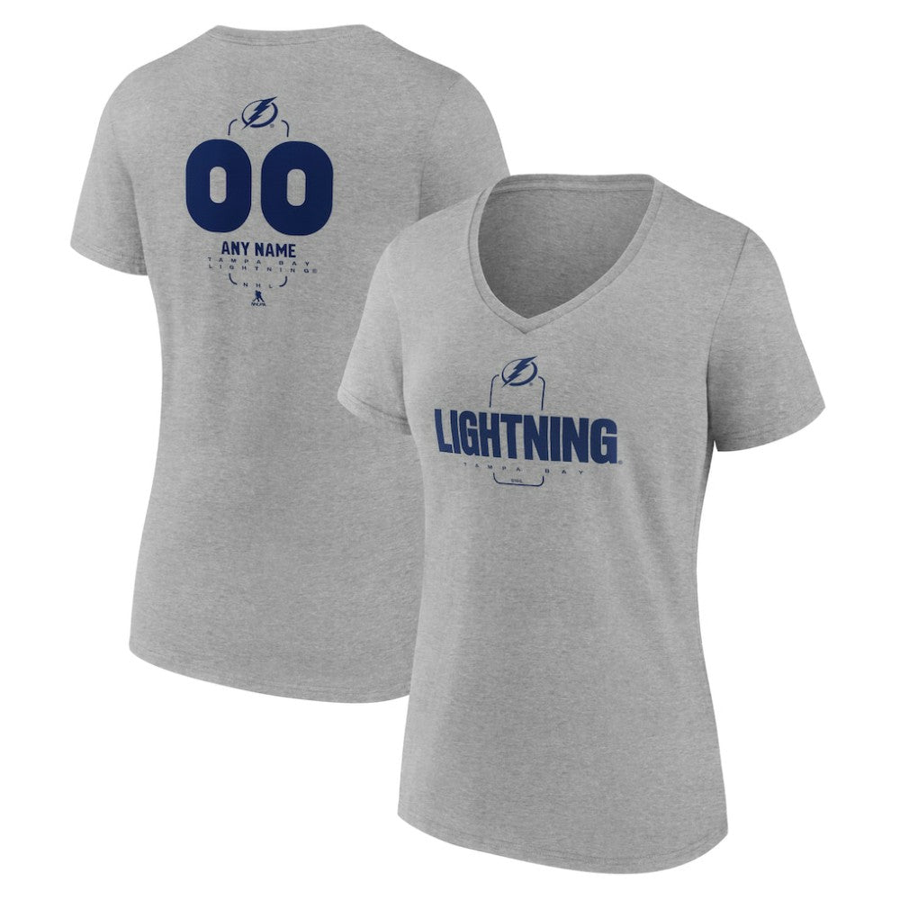 Tampa Bay Lightning Women's Personalized Name & Number Midfielder V-Neck T-Shirt - Gray | US 202447087