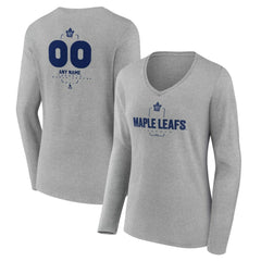 Toronto Maple Leafs Women's Personalized Name & Number Midfielder Long Sleeve V-Neck T-Shirt - Gray | US 202447091