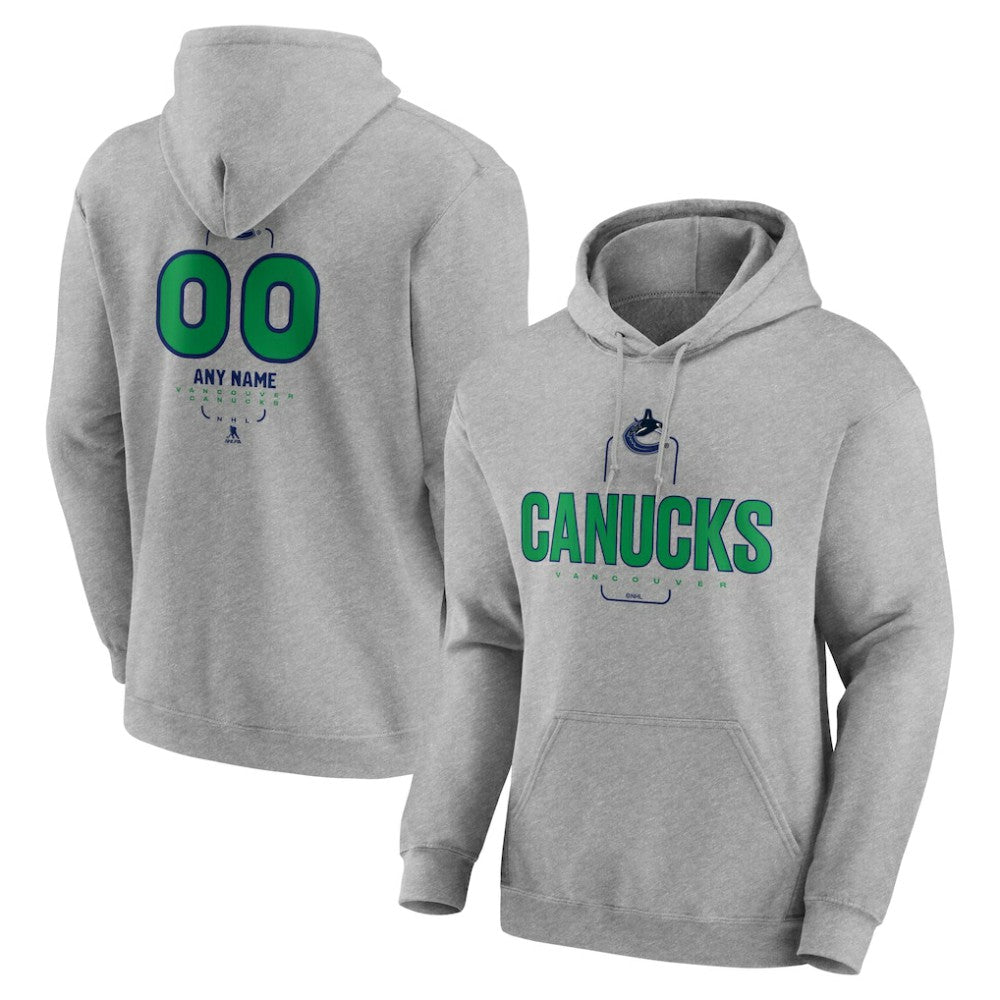 Vancouver Canucks Personalized Name & Number Midfielder Pullover Hoodie - Gray | US 202447094