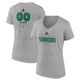 Vancouver Canucks Women's Personalized Name & Number Midfielder V-Neck T-Shirt - Gray | US 202447097
