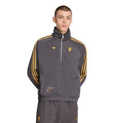 Manchester United Terrace Icons Half-Zip Jacket Gray - Adidas sale