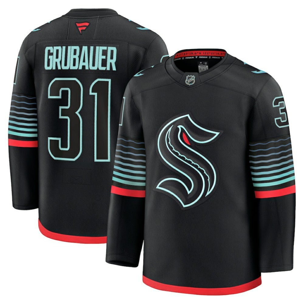 Philipp Grubauer Seattle Kraken Fanatics Alternate Premium Player Jersey - Black | US 202458118