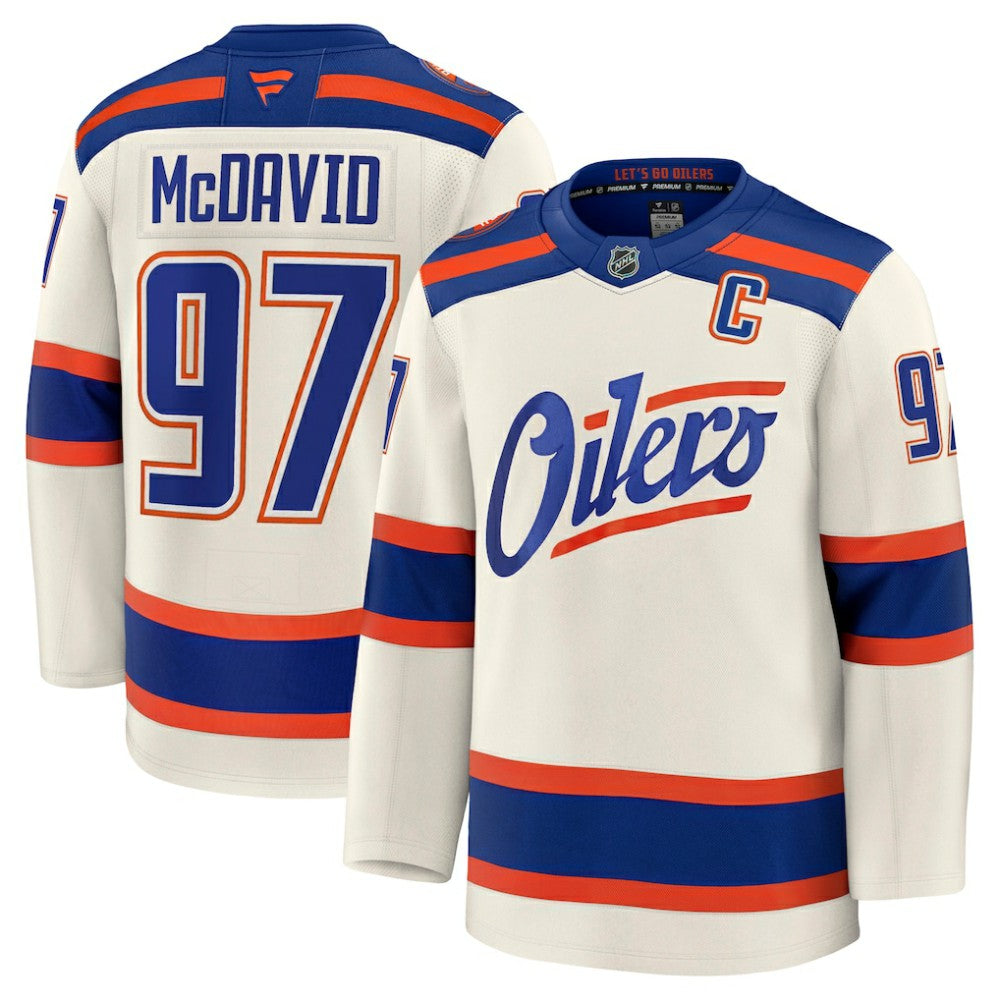 Connor McDavid Edmonton Oilers Fanatics Alternate Premium Jersey - Light Beige | US 202458132