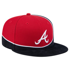 Atlanta Braves New Era Retro Split Corduroy Snapback Hat - Navy/Red Hats