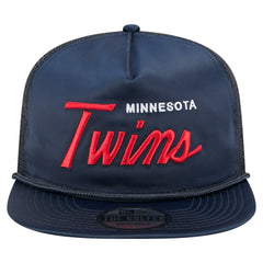 Minnesota Twins New Era Retro Satin Script Golfer Adjustable Hat - Navy Hats