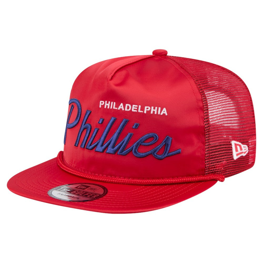 Philadelphia Phillies New Era Retro Satin Script Golfer Adjustable Hat - Red Hats