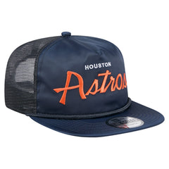 Houston Astros New Era Retro Satin Script Golfer Adjustable Hat - Navy Hats