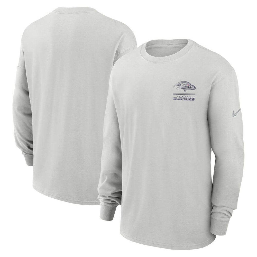 Baltimore Ravens Essential Heavy Max90 Long Sleeve T-Shirt - Gray T-shirts