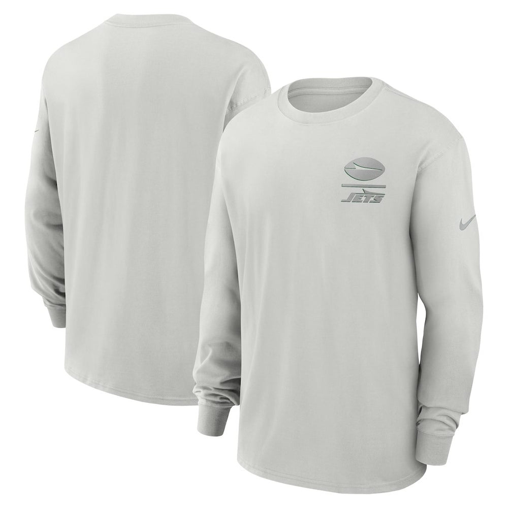 New York Jets Essential Heavy Max90 Long Sleeve T-Shirt - Gray T-shirts