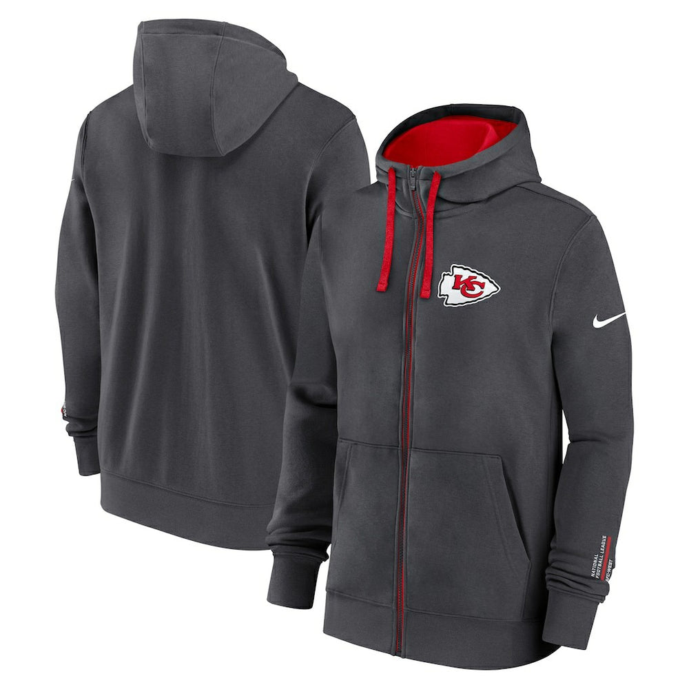 Kansas City Chiefs Primetime Club Full-Zip Hoodie - Anthracite Hoodies