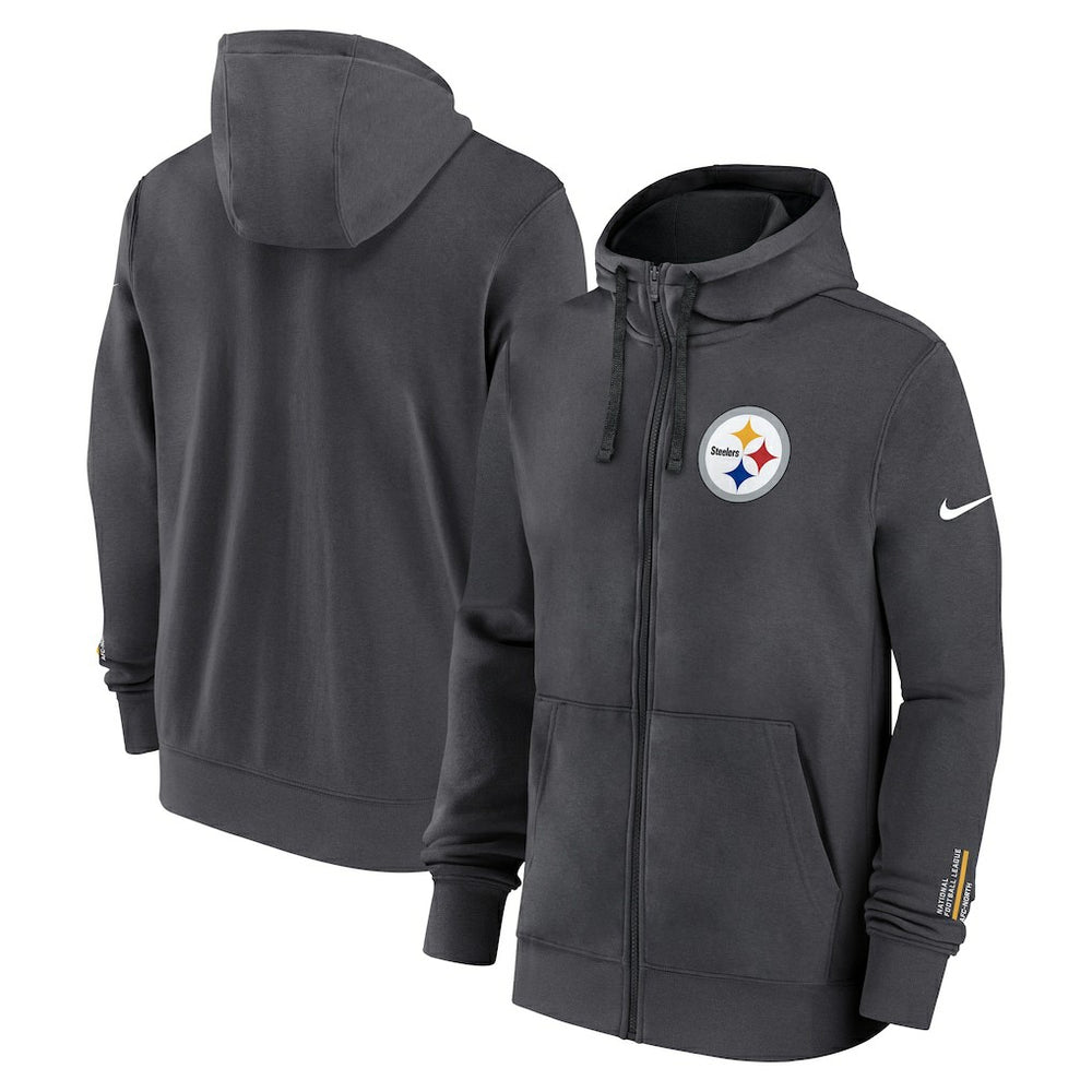 Pittsburgh Steelers Primetime Club Full-Zip Hoodie - Anthracite Hoodies