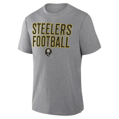 Pittsburgh Steelers First Down Tribute Tri-Blend T-Shirt - Heather Gray T-shirts