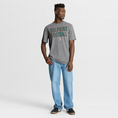Miami Dolphins First Down Tribute Tri-Blend T-Shirt - Heather Gray T-shirts