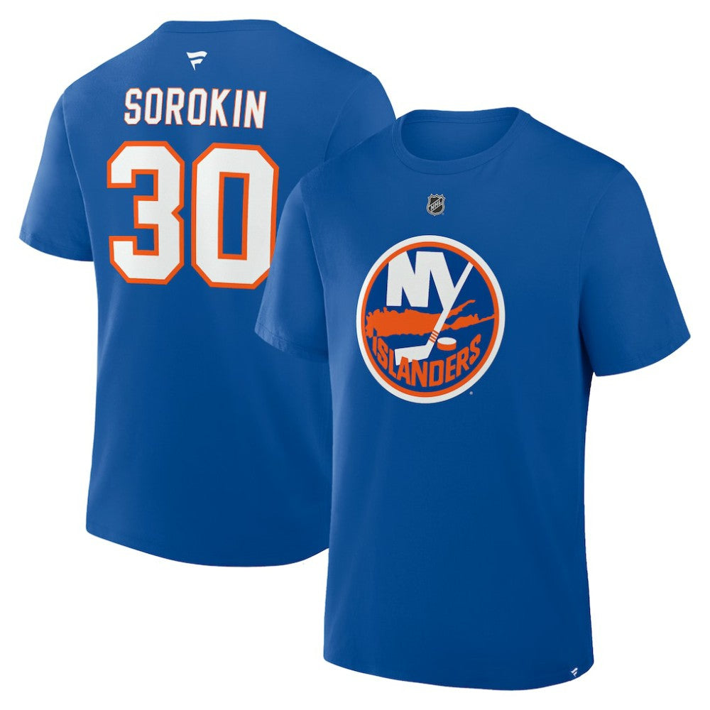 Ilya Sorokin New York Islanders Fanatics Authentic Stack Name & Number T-Shirt - Royal | US 202466712