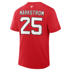 Jacob Markstrom New Jersey Devils Fanatics Authentic Stack Name & Number T-Shirt - Red | US 202466776