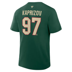 Kirill Kaprizov Minnesota Wild Fanatics Authentic Stack Name & Number T-Shirt - Green | US 202466827