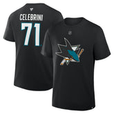 Macklin Celebrini San Jose Sharks Fanatics Authentic Stack Name & Number T-Shirt - Black | US 202466838