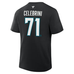 Macklin Celebrini San Jose Sharks Fanatics Authentic Stack Name & Number T-Shirt - Black | US 202466838