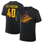 Elias Pettersson Vancouver Canucks Fanatics Authentic Stack Name & Number T-Shirt - Black | US 202466906
