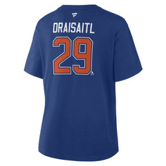 Leon Draisaitl Edmonton Oilers Fanatics Women's Authentic Stack Name & Number T-Shirt - Royal | US 202477499
