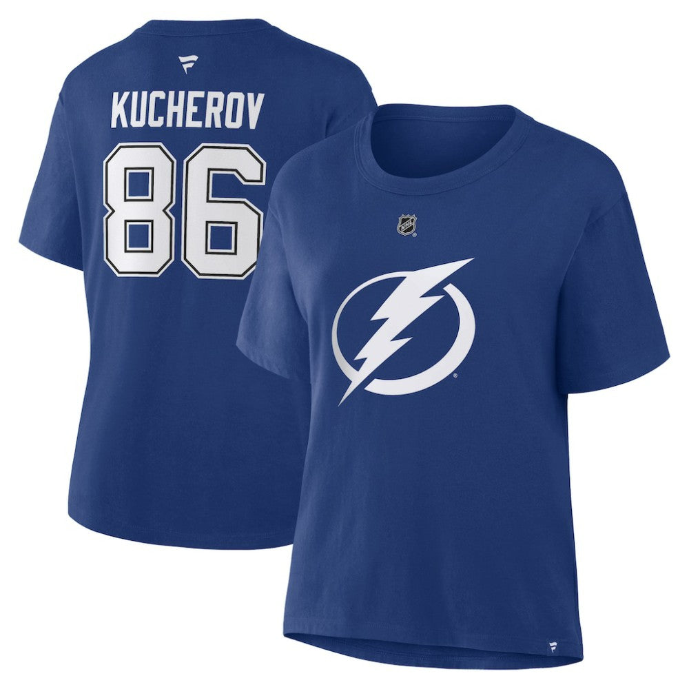 Nikita Kucherov Tampa Bay Lightning Fanatics Women's Authentic Stack Name & Number T-Shirt - Blue | US 202477500