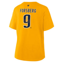 Filip Forsberg Nashville Predators Fanatics Women's Authentic Stack Name & Number T-Shirt - Gold | US 202477503