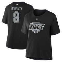 Drew Doughty Los Angeles Kings Fanatics Women's Authentic Stack Name & Number T-Shirt - Black | US 202477610
