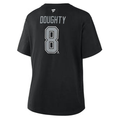 Drew Doughty Los Angeles Kings Fanatics Women's Authentic Stack Name & Number T-Shirt - Black | US 202477610