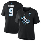 Clayton Keller Utah Mammoth Fanatics Women's Authentic Stack Name & Number T-Shirt - Black | US 202477621