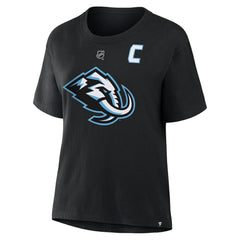 Clayton Keller Utah Mammoth Fanatics Women's Authentic Stack Name & Number T-Shirt - Black | US 202477621