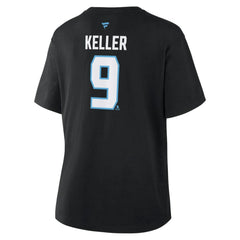 Clayton Keller Utah Mammoth Fanatics Women's Authentic Stack Name & Number T-Shirt - Black | US 202477621